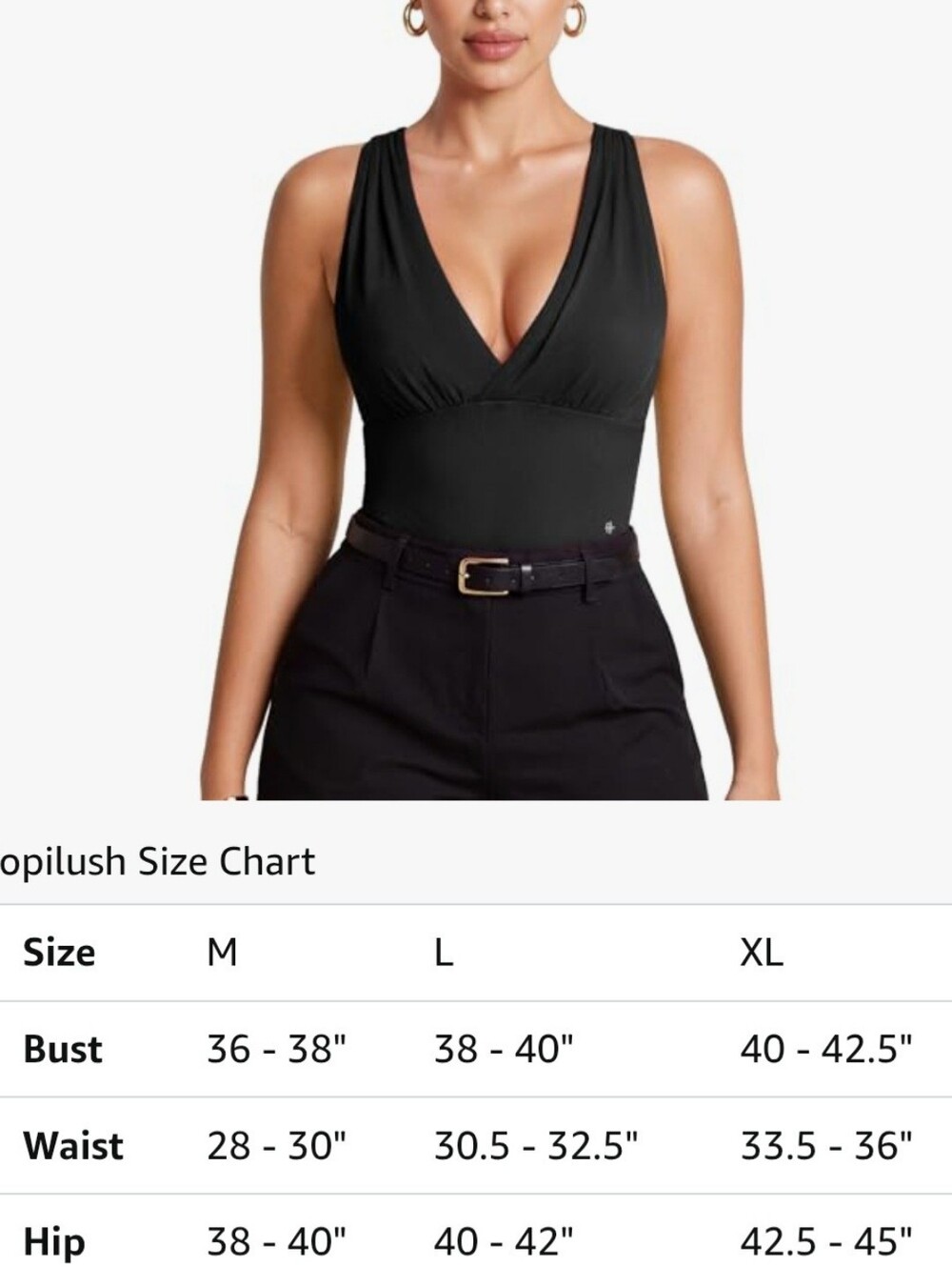 New L Popilush Black V-Neck Tummy Control Halter Bodysuit - Picture 8 of 10